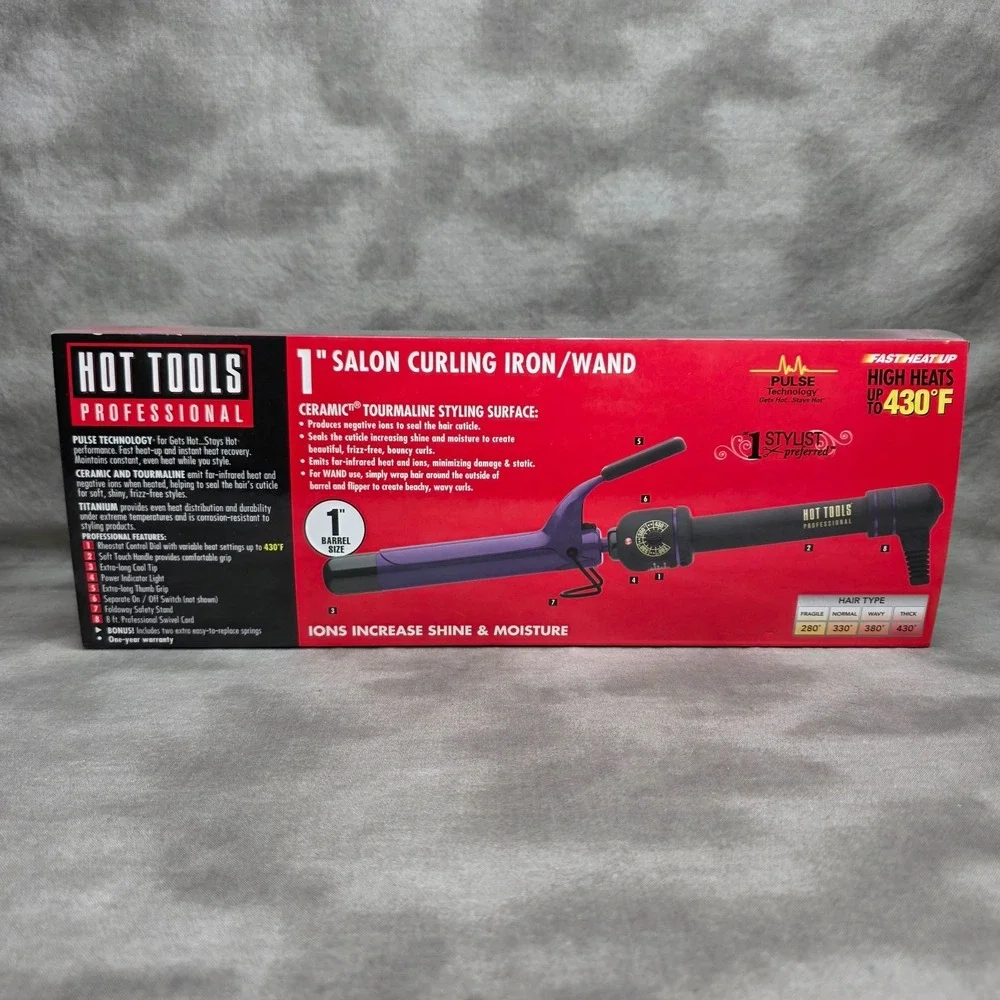 Hot Tools 1'' Salon Curling Iron Wand Ceramic Tourmaline Model 2181 NEW
